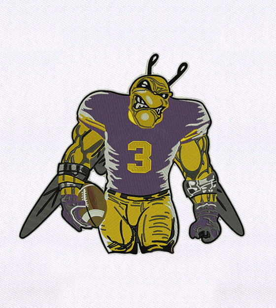 Muscular Football Playing Bug Embroidery Design