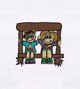 Charmingly Playing and Swinging Kids Embroidery Design