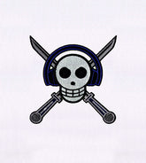 Headphones Wearing Skull and Swords Embroidery Design