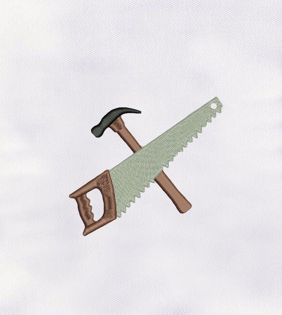 Colorful Hammer and Saw Tools Embroidery Design