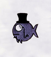 Monocle & Top Hat Style Fish Embroidery Design