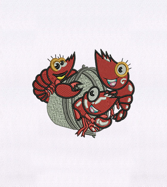 Playfully Jovial Shellfish Embroidery Design