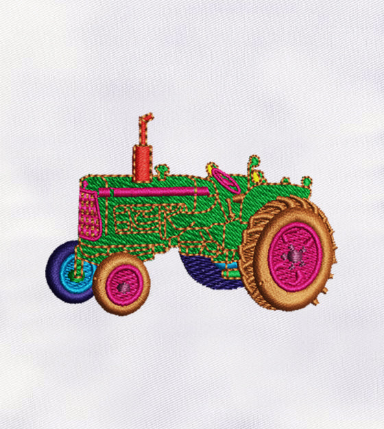 Colorful Tractor Machine Embroidery Design