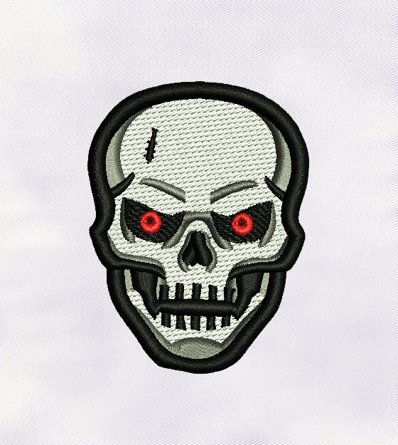 Horrified Skull Machine Embroidery Design