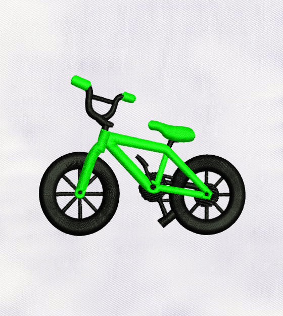 Green Bicycle Machine Embroidery Design