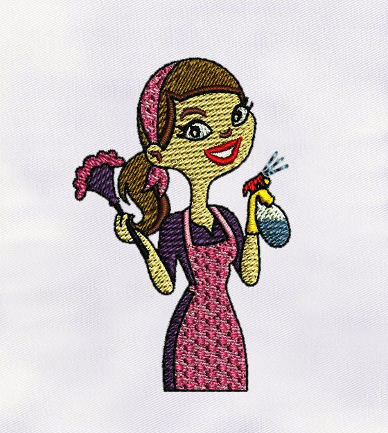 Cleaning Girl Machine Embroidery Design