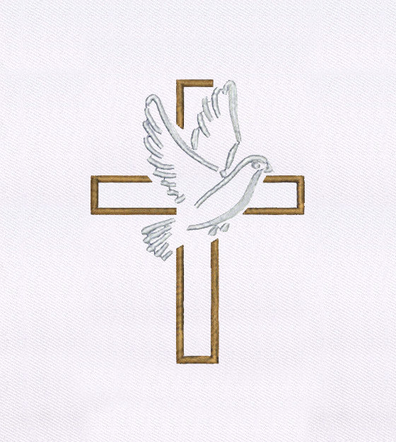 Peaceful Dove and Cross Embroidery Design