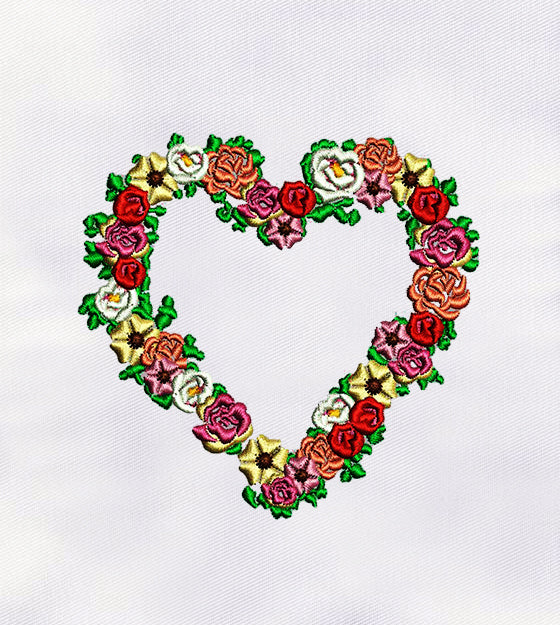 Heart Shape Flowers Embroidery Design
