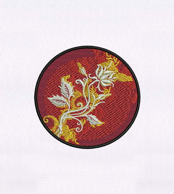 Exotic Red and Golden Flower Quilting Embroidery Design