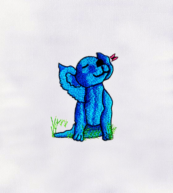Blue Dog Embroidery Design