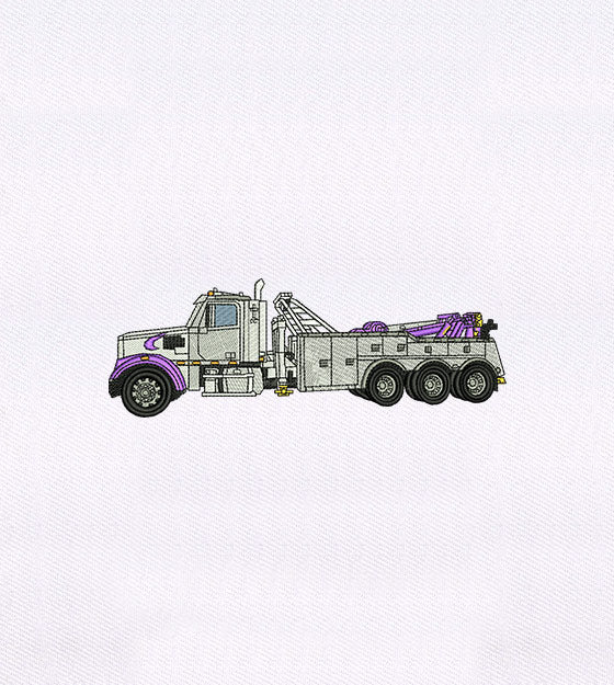 Large White Industrial Truck Embroidery Design