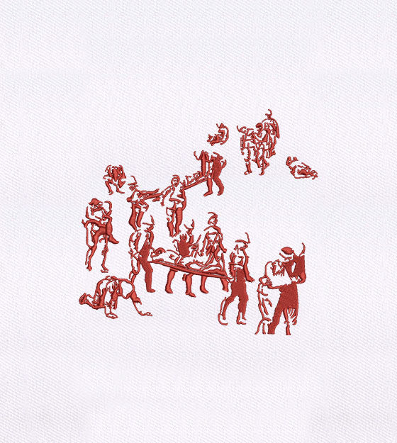 Soldiers Treating Injured Comrades Embroidery Design