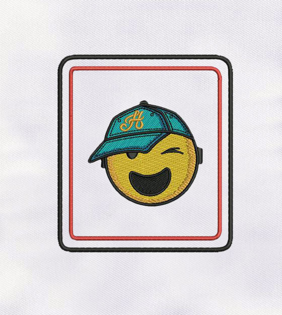 Hat Wearing Smiley Emoji Embroidery Design