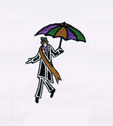 Umbrella Hoisting Tall Man Embroidery Design