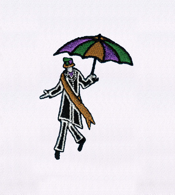 Umbrella Hoisting Tall Man Embroidery Design