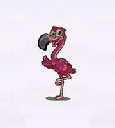 Pink Cute Floating Flamingo Embroidery Design