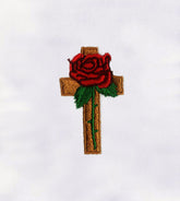 Beautiful Religious Cross with Rose Embroidery Design
