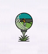Artistically Scenic Golf Ball Embroidery Design