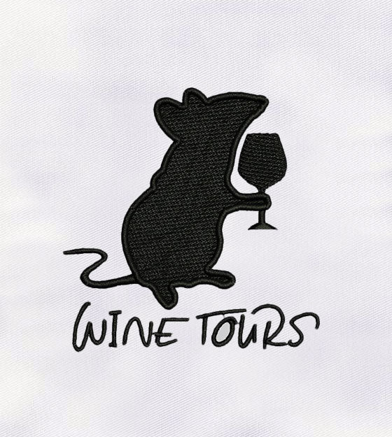 Black Rat with Wine Embroidery Design