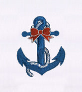 Red Bow and Blue Anchor Embroidery Design