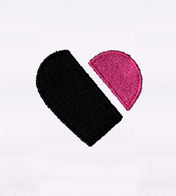 Distorted Pink and Black Heart Embroidery Design