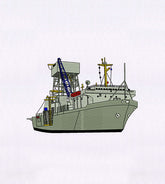 Large Industrial White Ship Embroidery Design