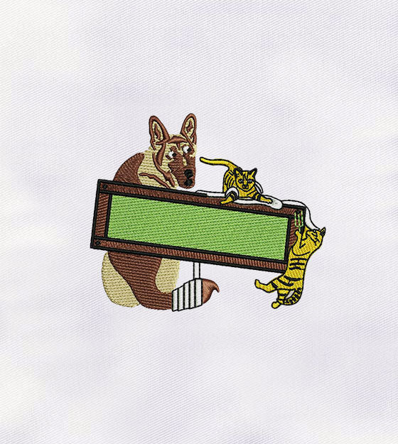 Playful Cat and Dog Embroidery Design