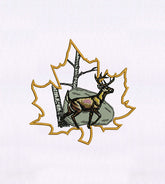 Deer on Maple Leaf Embroidery Design