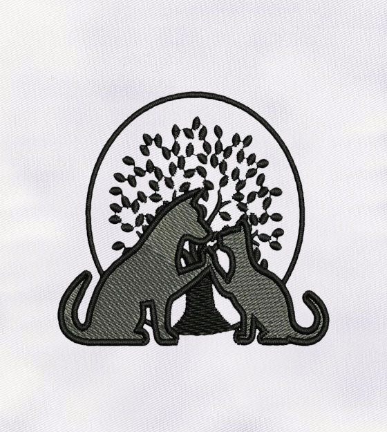 Friendly Cat and Dog Embroidery Design