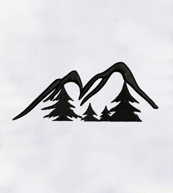 Black Mountains and Trees Machine Embroidery Design