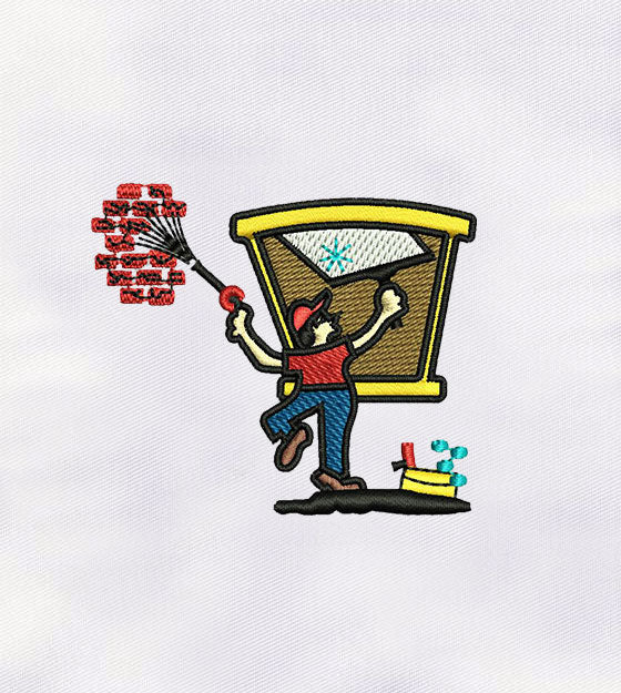 Window Cleaner Boy Machine Embroidery Design