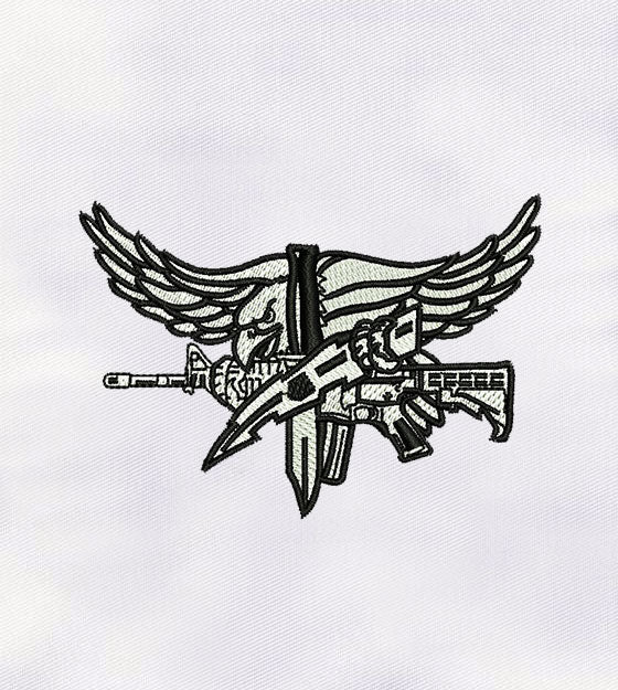 Eagle with Weapon Logo Embroidery Design