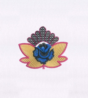 Crown Encrusted Blue Flower Embroidery Design