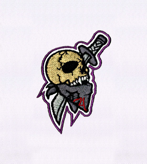 Skull Lodged Sword Cap Embroidery Design