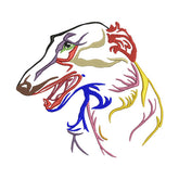 Colorful Borzoi Head Embroidery Design