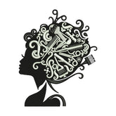 Creative Women Hair Style Accessories Silhouette Embroidery Design