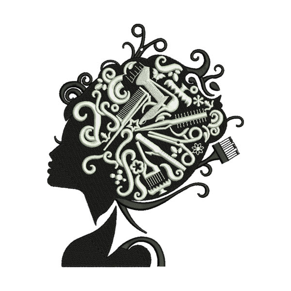 Creative Women Hair Style Accessories Silhouette Embroidery Design