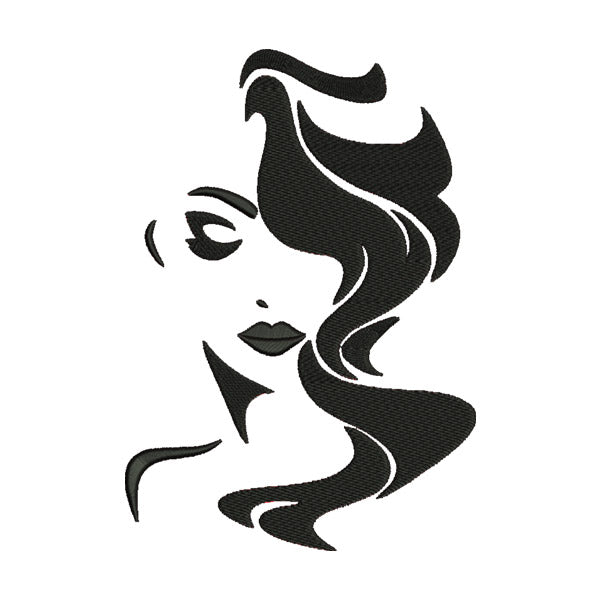 Seductive Woman Face Silhouette Embroidery Design