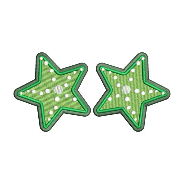 Green Stars Embroidery Design