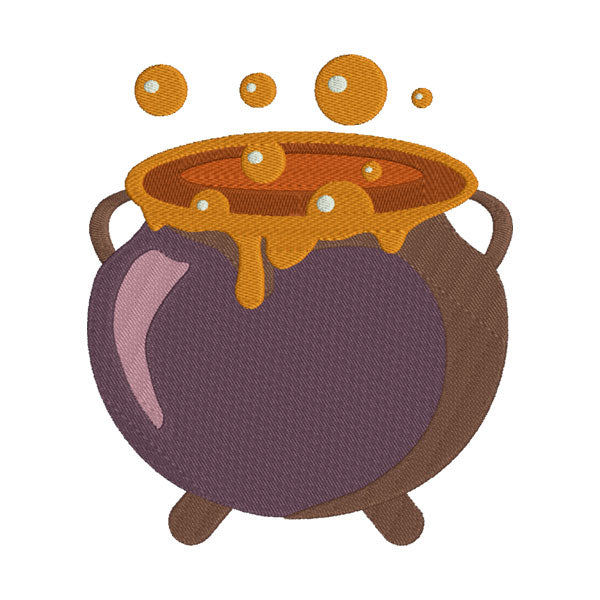 Terrifying Witch Boiling Pot Halloween Embroidery Design