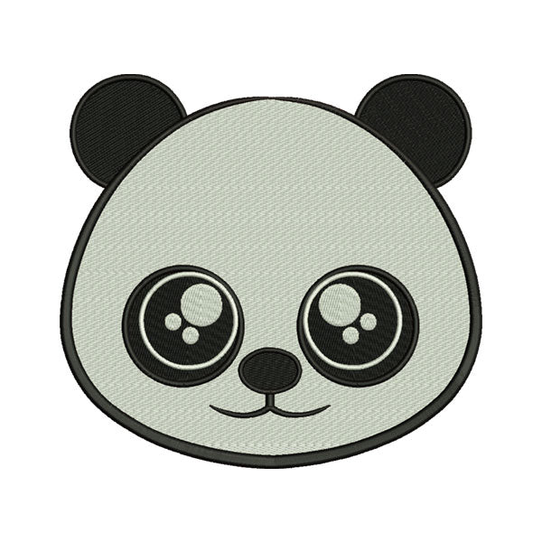Cute and Big Eyes Panda Bear Face Embroidery Design