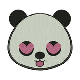 Heart Eyes Tongue Out Panda Face Embroidery Design