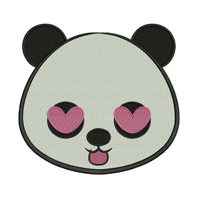 Heart Eyes Tongue Out Panda Face Embroidery Design