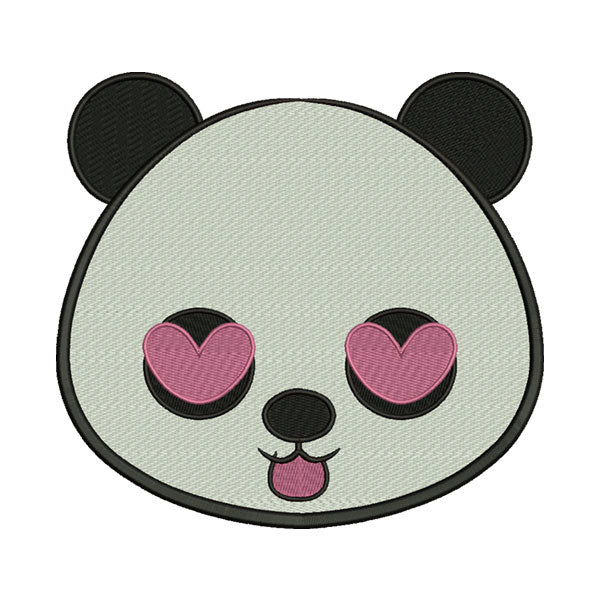 Heart Eyes Tongue Out Panda Face Embroidery Design