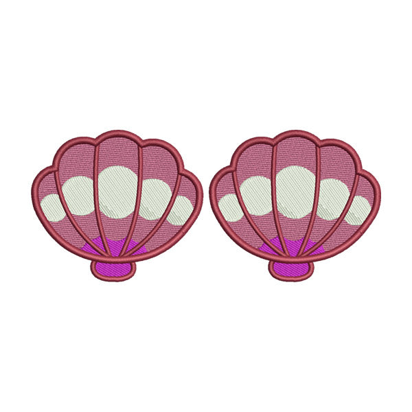 Seashell Embroidery Design – Pink & White Ocean Shell Machine Embroidery File