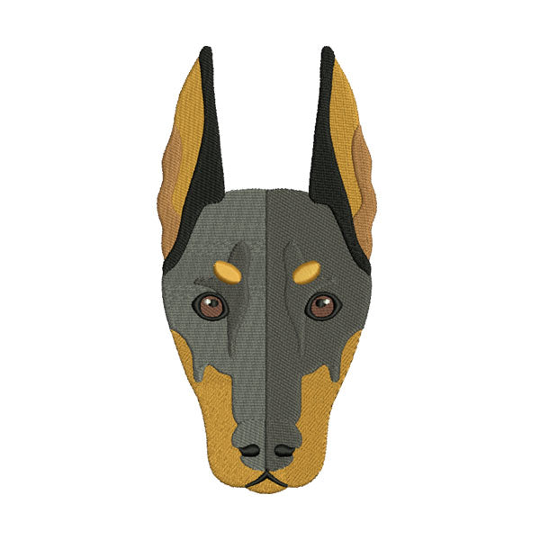 Doberman Face Embroidery Design