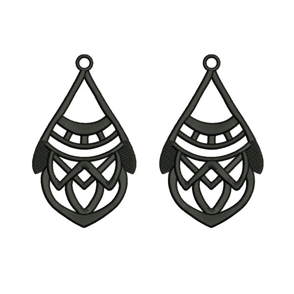 Exotic Grey Color Earrings Jewelry Embroidery Design