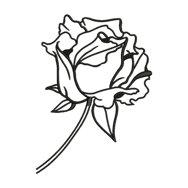Rose Flower Line Art Machine Embroidery File