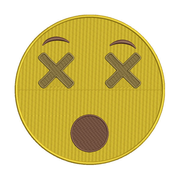 Cross Eyes Emoji Embroidery Design
