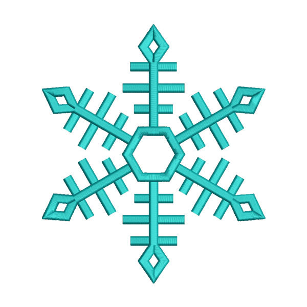Intriguing Cyan Geometric Snowflake Machine Embroidery File